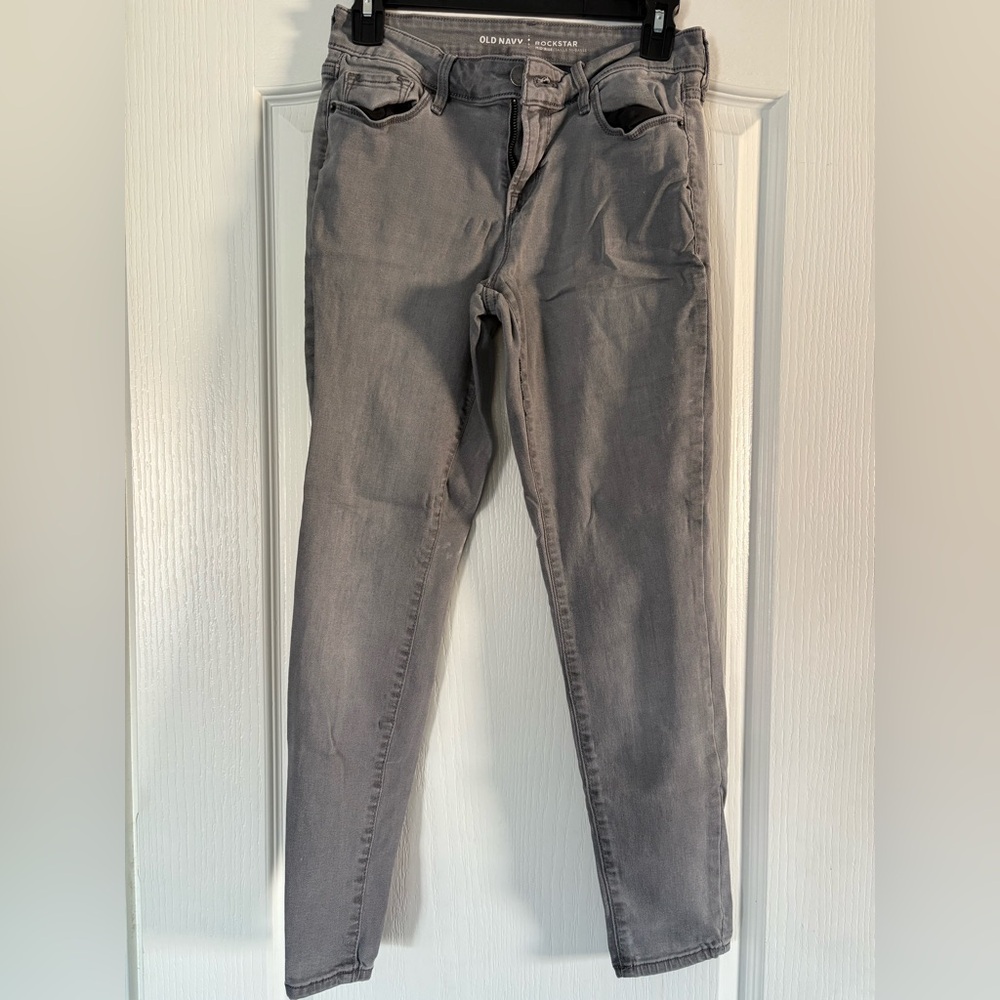 Lot of 4 Old Navy Rockstar Mid-Rise Jeans 2 Gray 2 distresses black